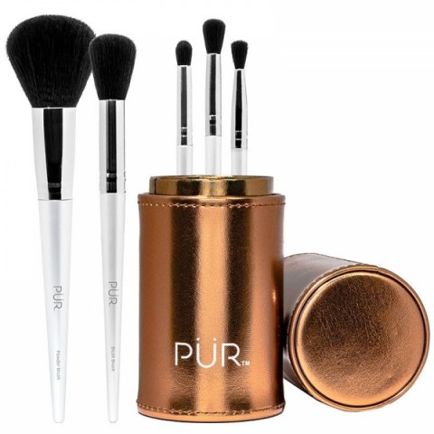 PÜR Cosmetics Etui med 5 makeup-borstar