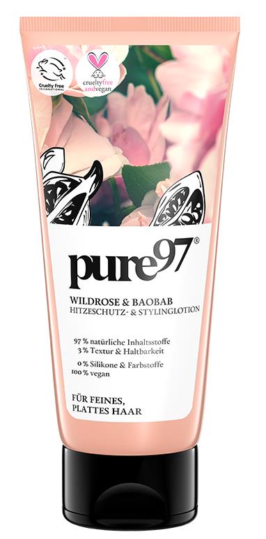 pure97 Wild Rose & Baobab Heat Protection & Styling Lotion