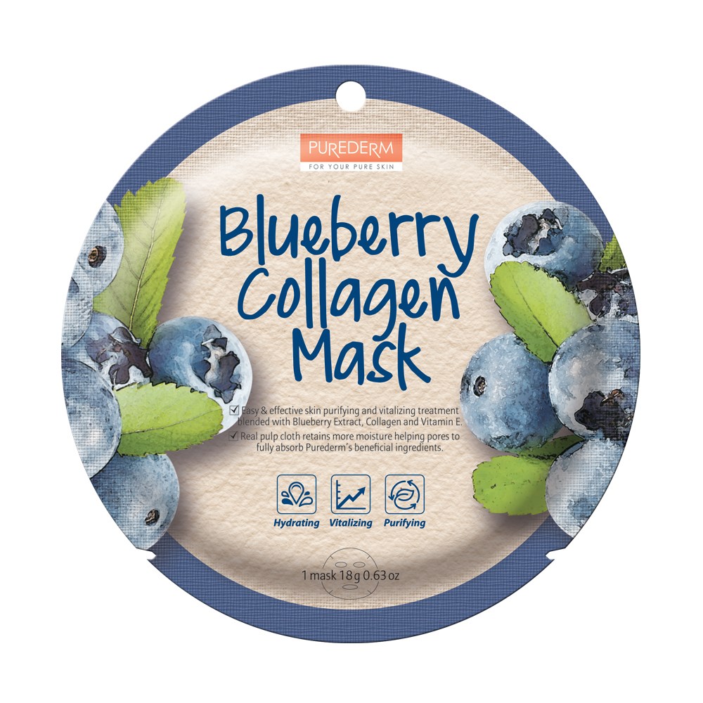 Läs mer om Purederm Blueberry Collagen Mask-C 18 g