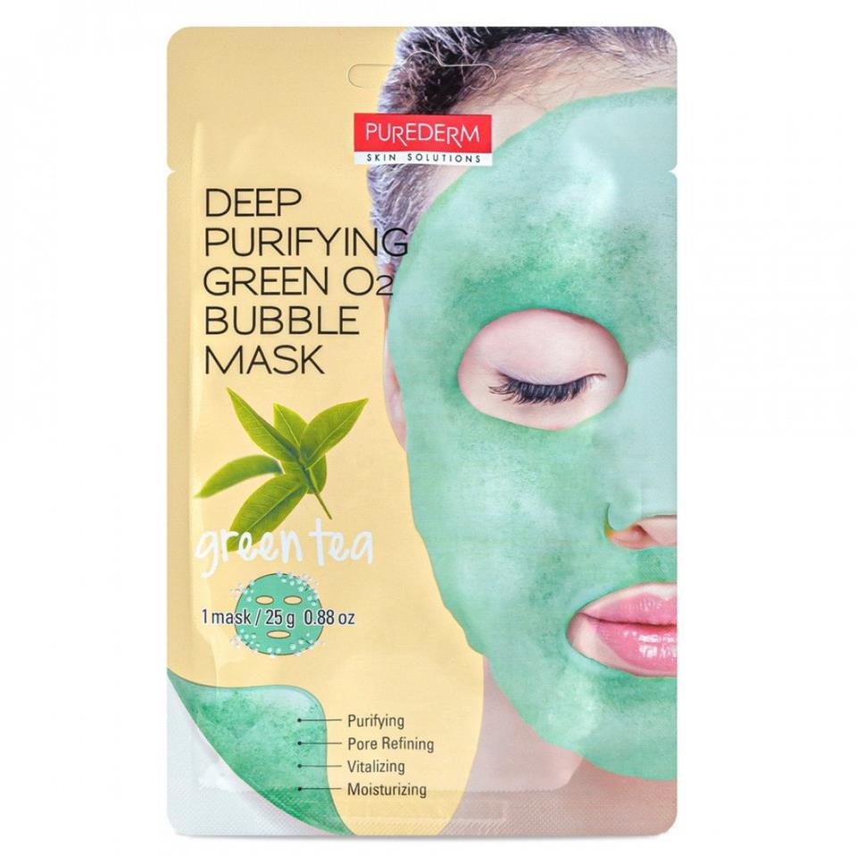 Purederm Deep Purifying Black O2 Bubble Mask "GREEN TEA" 25