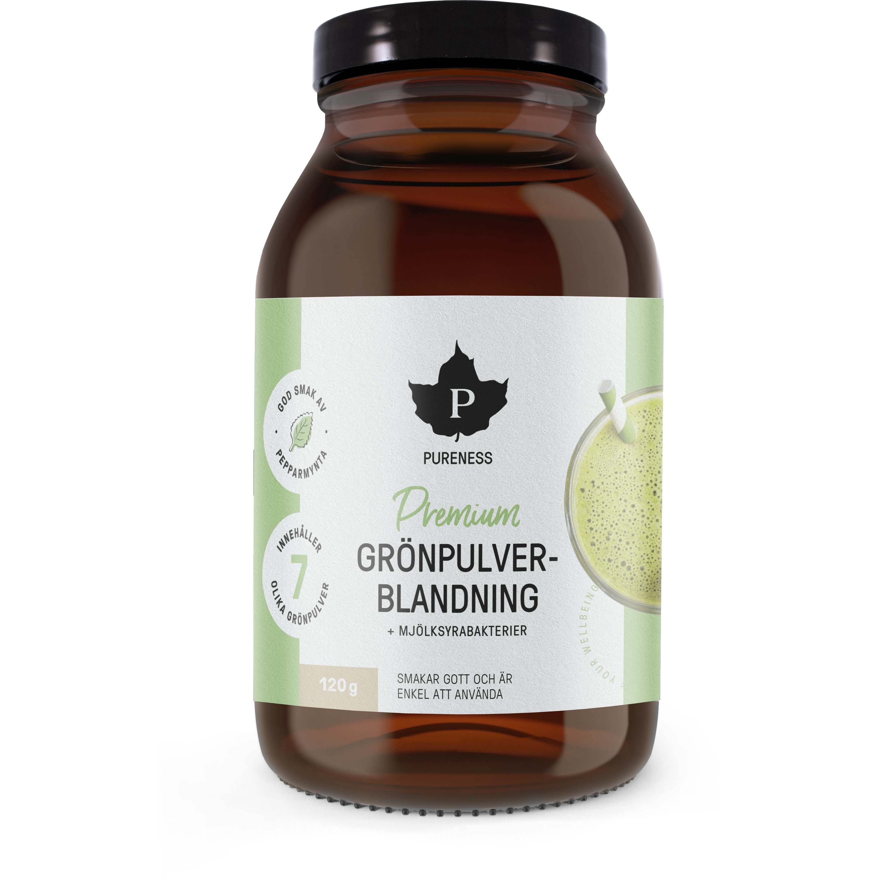 Pureness Premium Grönpulverblanding + mjölksyrabakterier  120 g