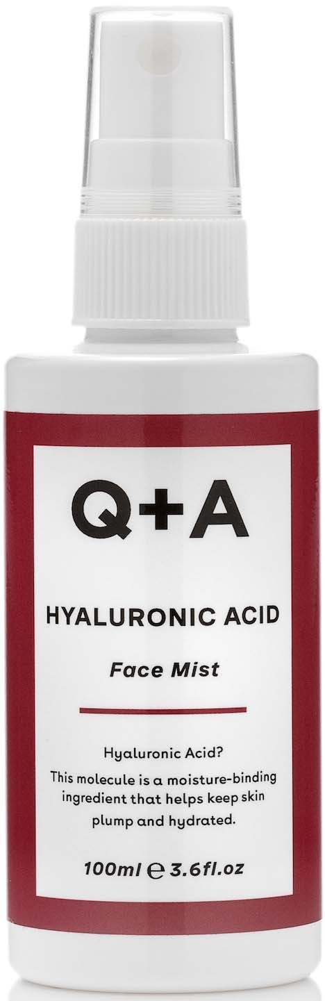 Bottle of face mist with hyaluronic acid for hydration and skin moisture.