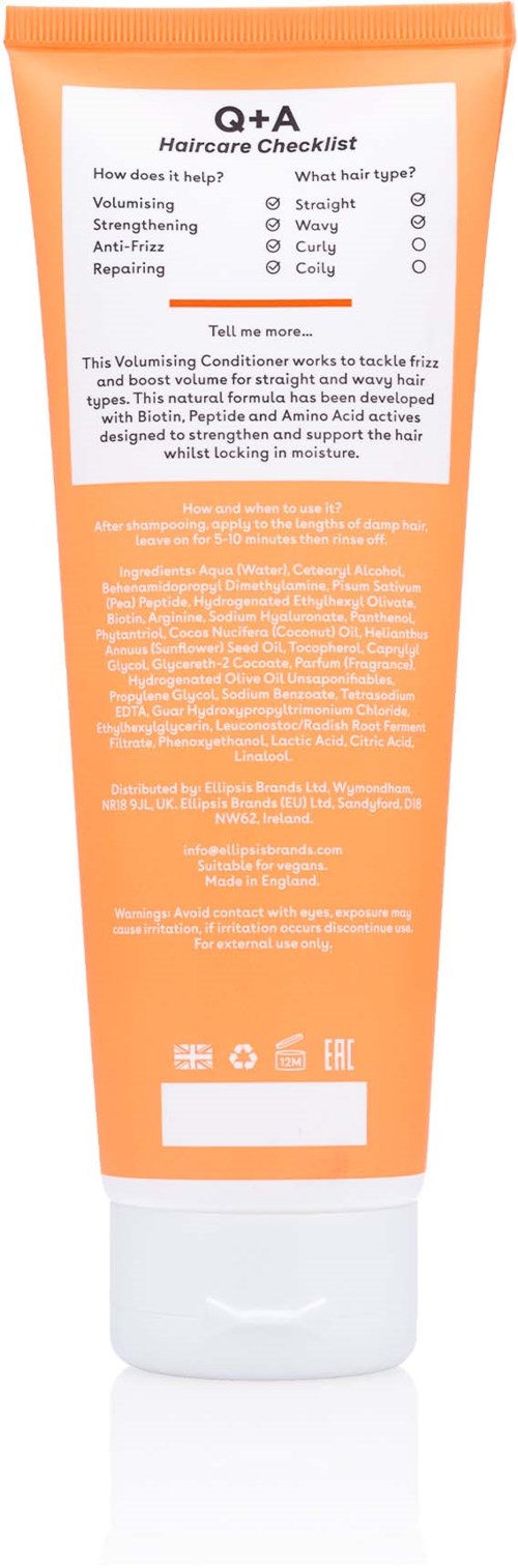 A tube of scalp care product with checklist for hair type and description of benefits.