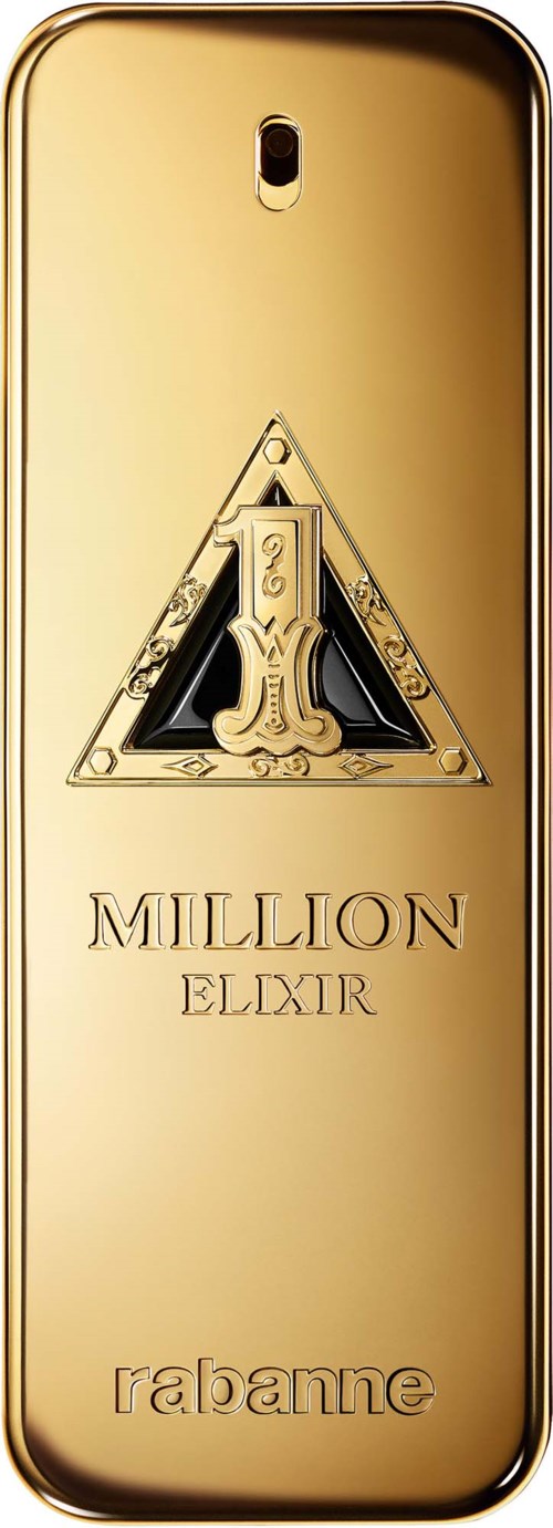 Kultainen rauta, jossa lukee Million Elixir ja Rabanne, ja kolmion sisällä on numero yksi.