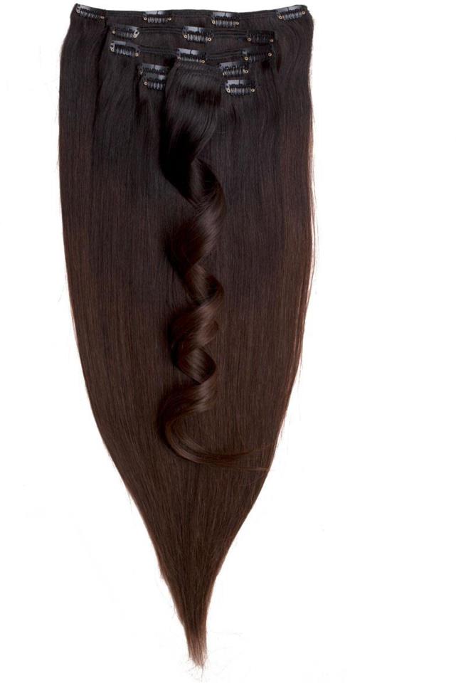 Rapunzel Clip-on set Premium 7 pieces O1.2/2.0 Black Brown Ombre 50 cm