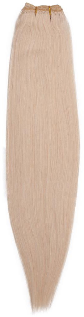 Lang, rett, blond hårforlengelse eller parykk med lett glans.