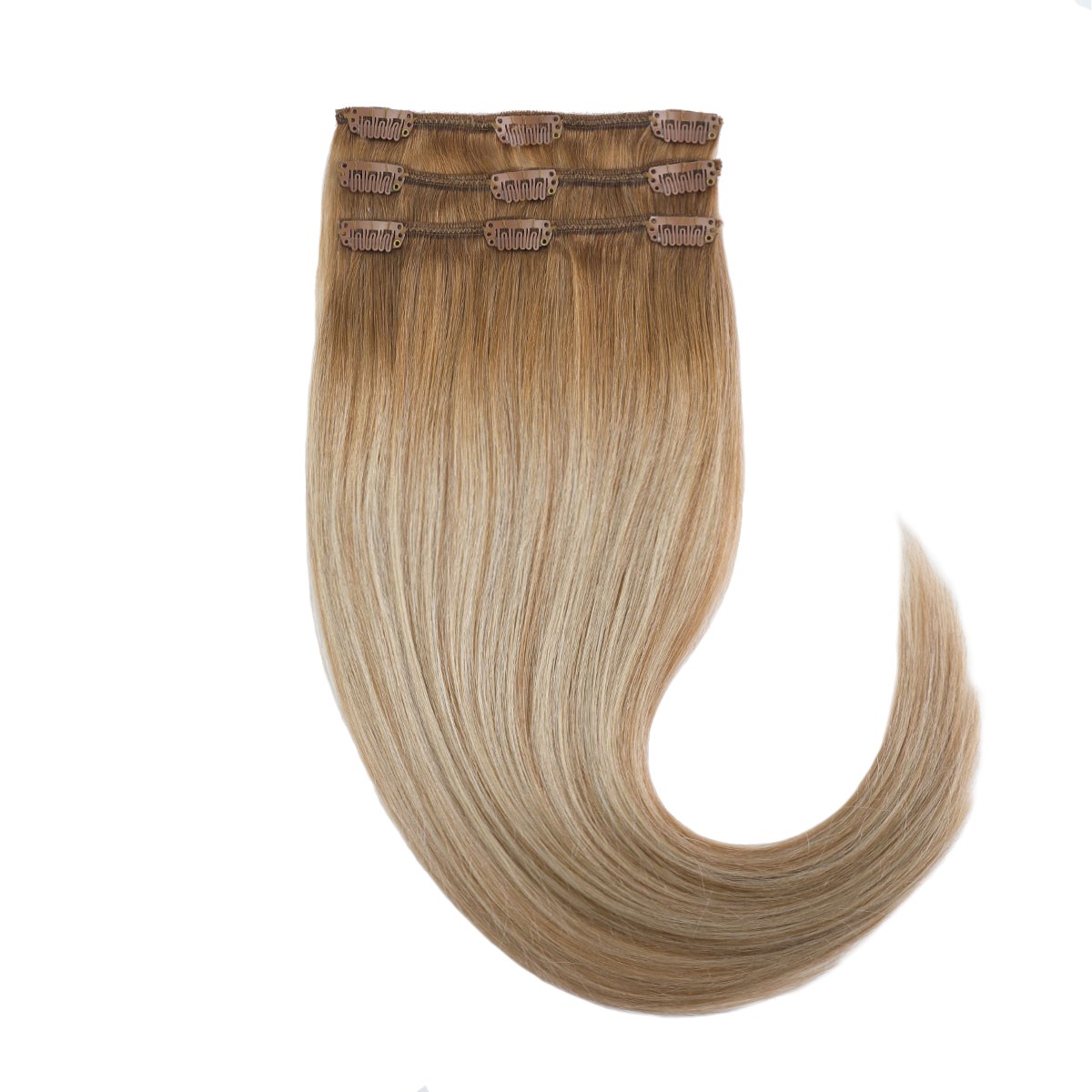 Rapunzel of Sweden Clip-on set 3 pieces 40 cm Champagne Blonde Balayag