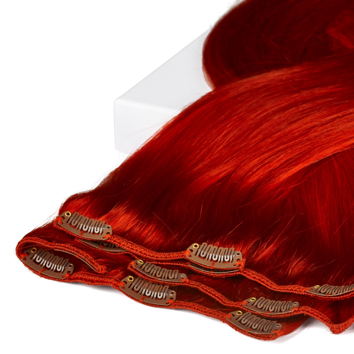 Alternativ bild 1 för Rapunzel of Sweden Clip-on set 7 pieces 50 cm 6.0 Red Fire