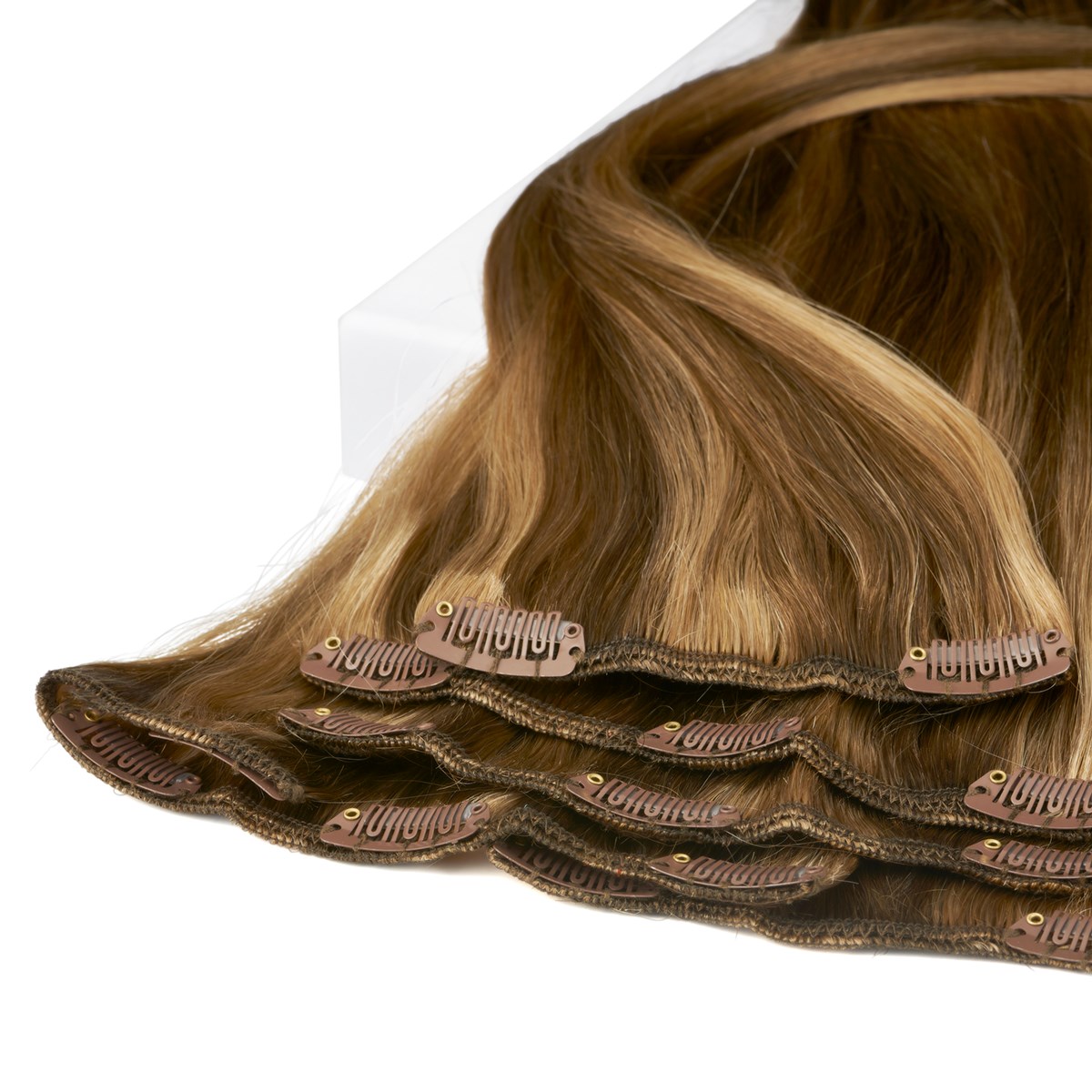Alternativ bild 1 för Rapunzel of Sweden Clip-on set 7 pieces 60 cm M5.0/7.4 Golden Brown Mi