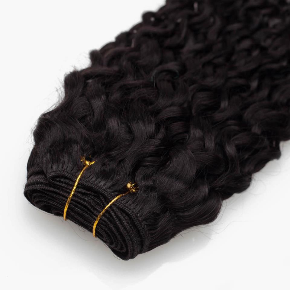 Rapunzel of Sweden Hair Weft Curly Curls 1.2 Black Brown 35cm