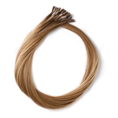 Blont hår som är formade som en ring, med klämmor i ena änden.