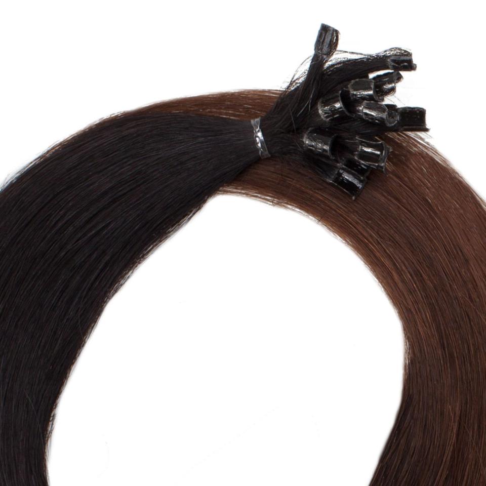 Rapunzel of Sweden Nail Hair Premium Straight O1.2/2.0 Black Brown Ombre 40cm