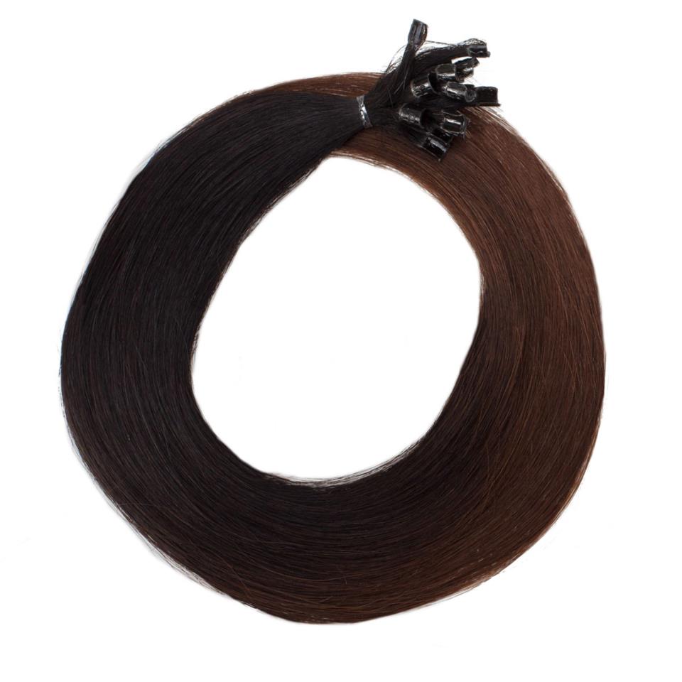 Rapunzel of Sweden Nail Hair Premium Straight O1.2/2.0 Black Brown Ombre 50cm