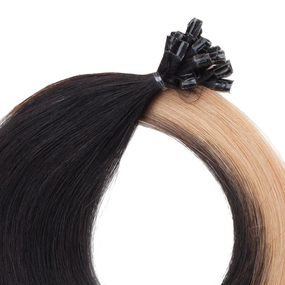 Rapunzel of Sweden Nail Hair Premium Straight O1.2/7.5 Black/Blonde Ombre 50cm