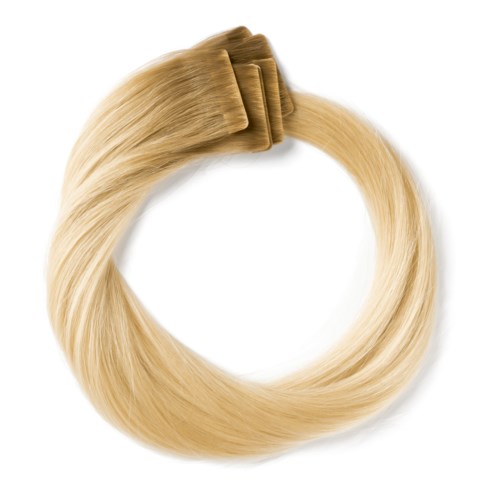 Blonde hair extension or wig loop with clips attached.