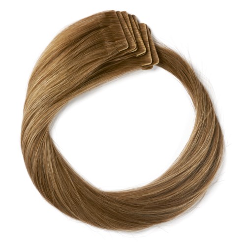 A bundle of light brown hair clips held together in a circular shape.