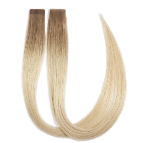 Rapunzel of Sweden Premium Tape Extensions Straight / Mixed Tapes 3 cm / 8 pieces 50 cm Cool Platinum Blonde Balayage B7.3/10.10