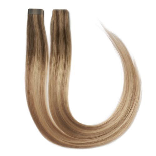 Rapunzel of Sweden Premium Tape Extensions Straight / Mixed Tapes 3 cm / 8 pieces 50 cm Dark Ashy Blonde Balayage B2.6/10.7