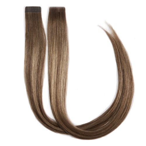 Rapunzel of Sweden Premium Tape Extensions Straight / Mixed Tapes 3 cm / 8 pieces 50 cm Hazelnut Caramel Balayage B2.3/5.0