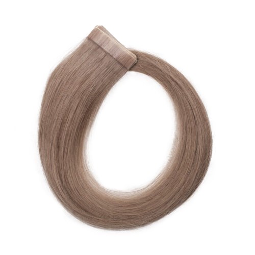 En beige hårforlængelsesklips med en løkke af glat hår.