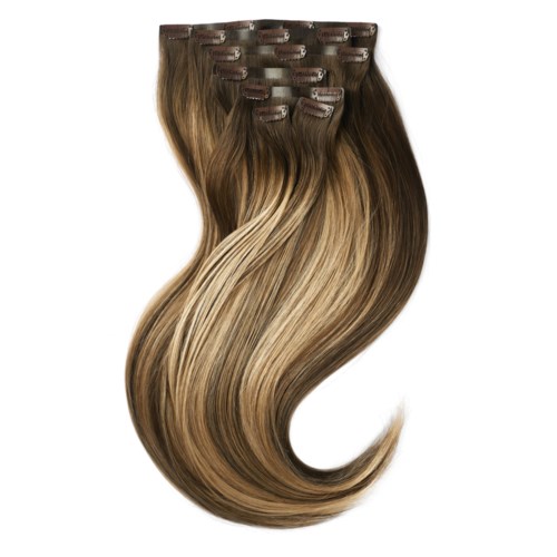 Rapunzel of Sweden Invisible Clip-ins Straight / Medium Volume / 7 pieces 50 cm Hazelnut Caramel Balayage B2.3/5.0