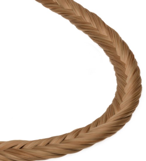 Ett tjockt, vridet, brunt rep böjer sig mot en vit bakgrund.