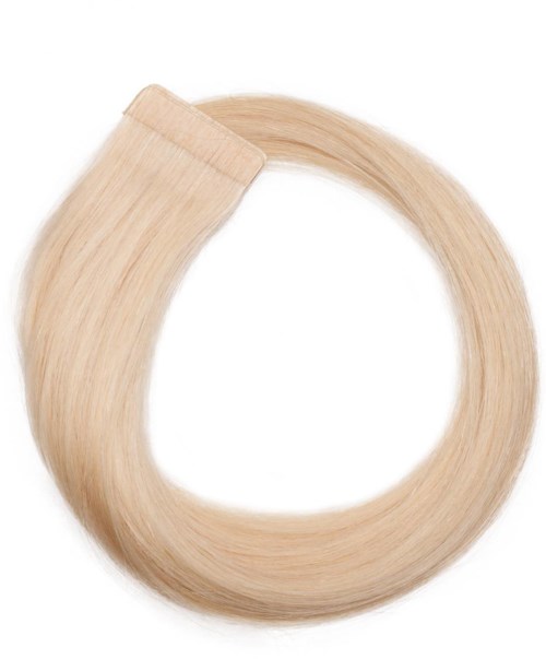 Blond hårforlengelse løkke med klips i den ene enden.