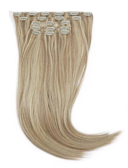 Rapunzel of Sweden Vegan Clip-ins Straight / Medium Volume / 5 pieces 50 cm M7.3/10.8 Cendre Ash Blonde Mix