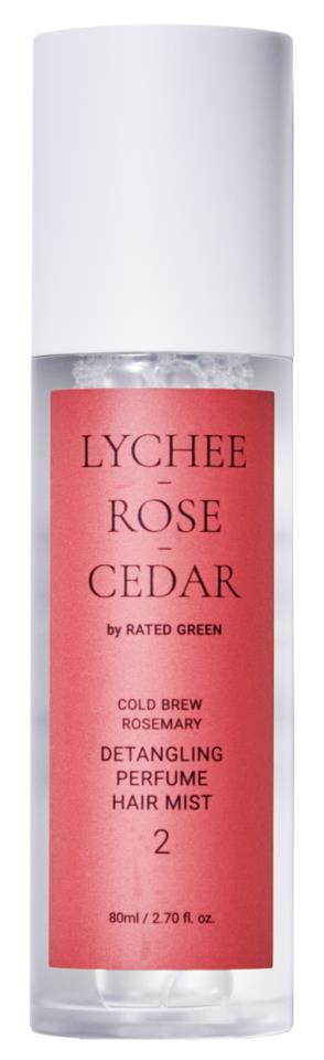 Rated Green Detangling Perfume Hair Mist 2 Lychee-Rose-Cedar