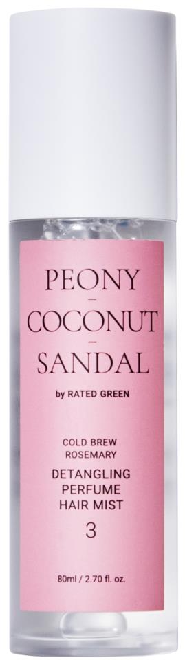 Rated Green Detangling Perfume Hair Mist 3 Peony-Coconut-Sandal