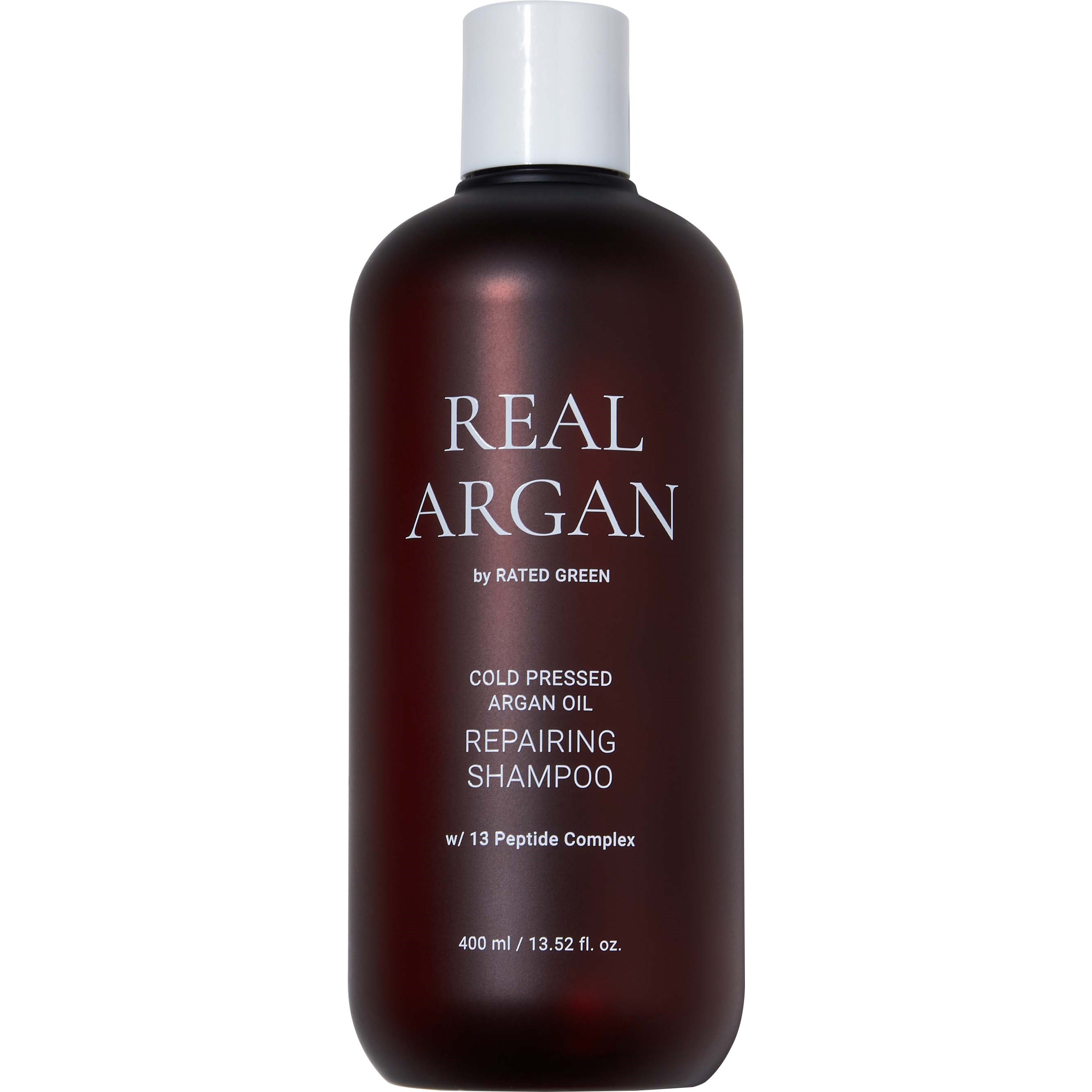 Läs mer om Rated Green Real Argan Cold Pressed Argan Oil Repairing Shampoo 400 ml
