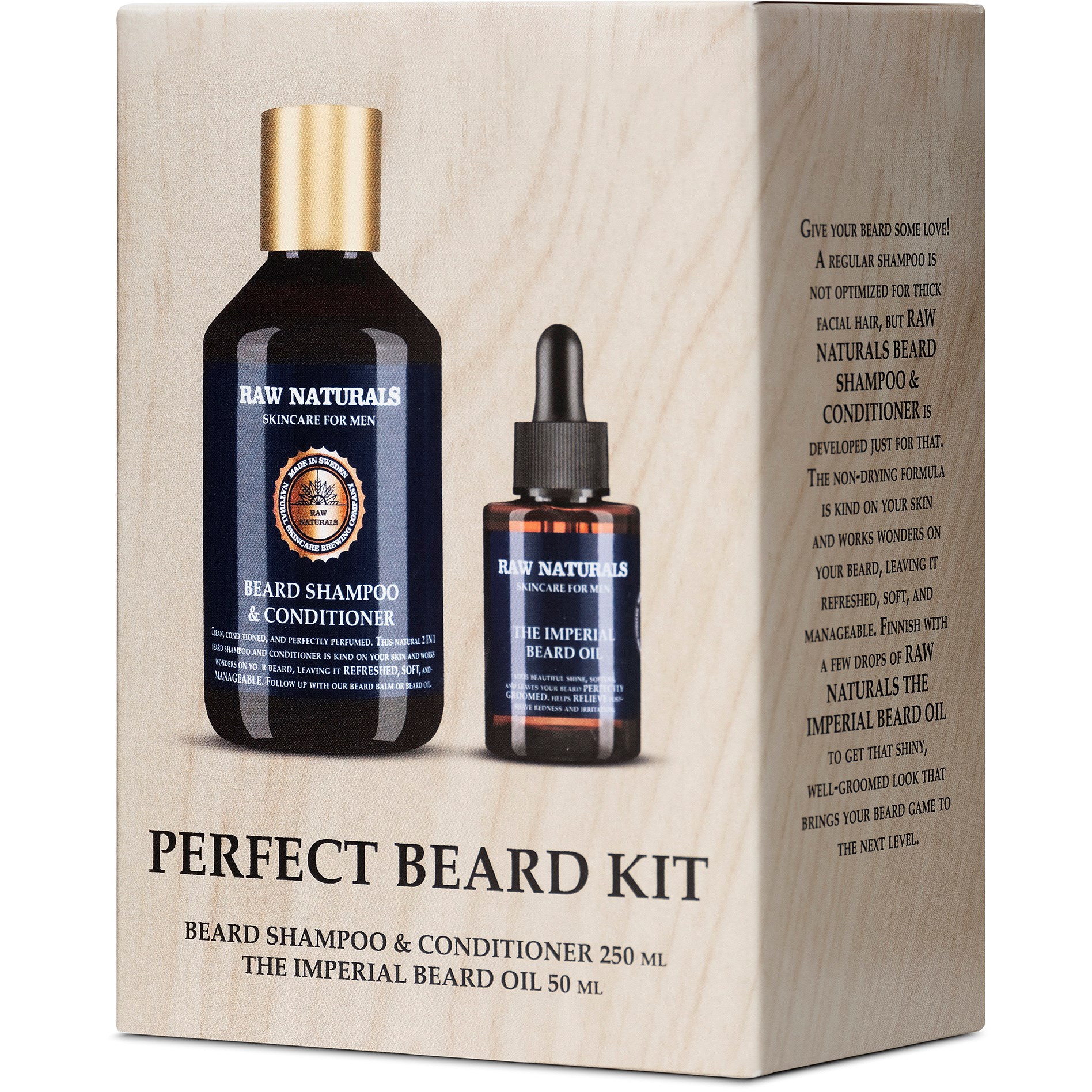 Raw naturals brewing co. Beard kit for men - beard shampoo & conditioner 250ml + the imperial beard oil 50ml