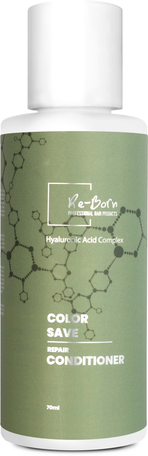 Vihreä pullo nimeltä hyaluronihappo korjaavasta hoitoaineesta, 70 ml, jossa on molekyylipiirroksia etiketeissä.