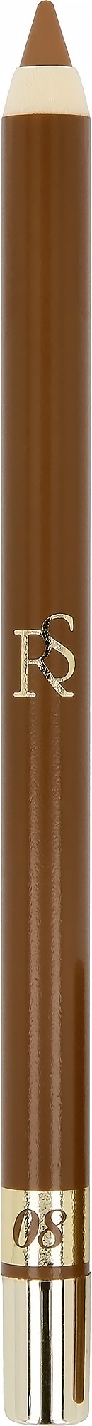 En brun blyant med en sølvklip og et hvidt viskelæder, med en logo med bogstaverne 'RS'.