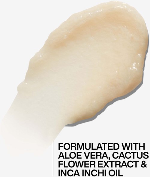 A rectangular soap bar with aloe vera, cactus flower extract, and inca inchi oil ingredients label.