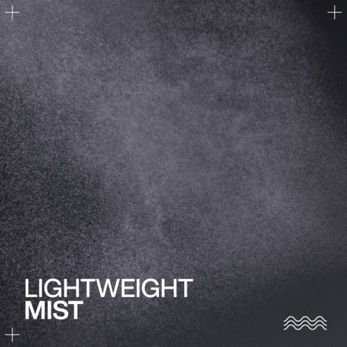 En mörk bakgrund med vit text som står "LIGHTWEIGHT MIST" och några små våg-symboler i det nedre högra hörnet.