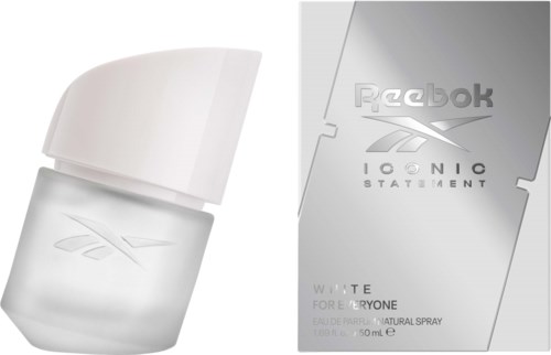Reebok IONIC ICONIC deodorantflaska och förpackning i silver och vitt.