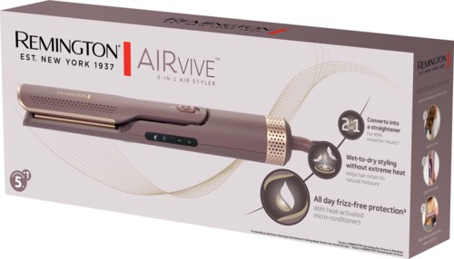 Remington AIRvive 2-in-1 Haarglätter mit Styling-Tools, inklusive Glätten, Hitzeschutz und Trocknen.