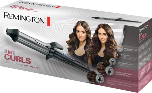Remington 2-i-1 Lockigt hårstyrare, har 4x justerbar temperatur, skapar lösa eller tighta lockar, innehåller en styler.