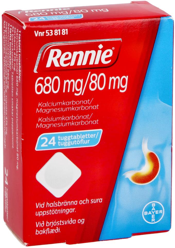 Rennie Tuggtablett 680 mg/80 mg 24 st
