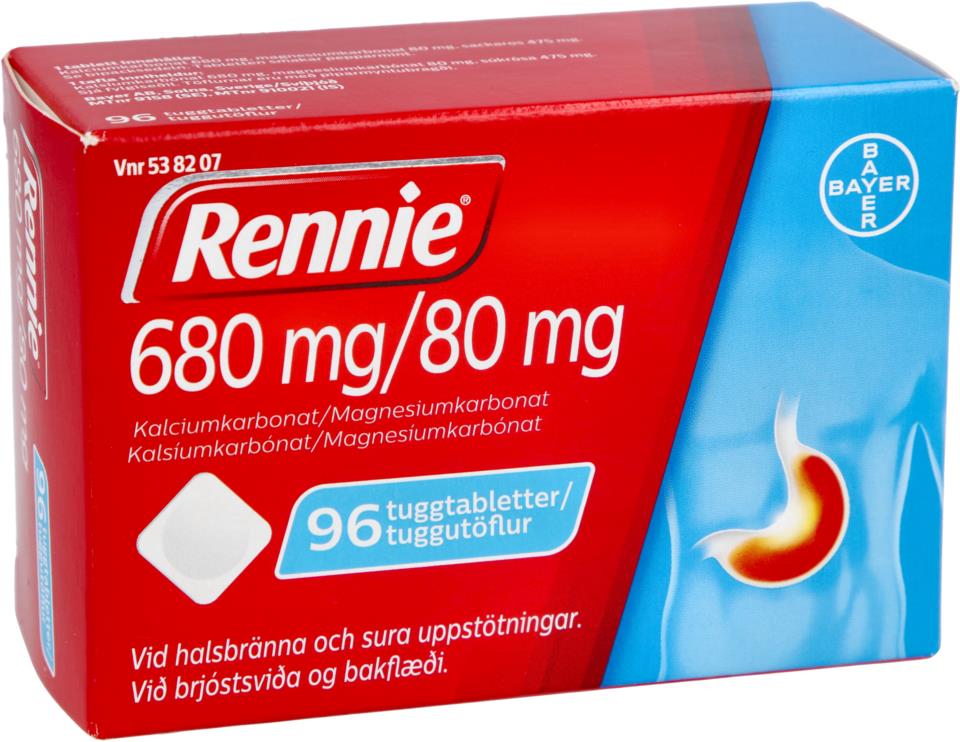Rennie Tuggtablett 680 mg/80 mg 96 st