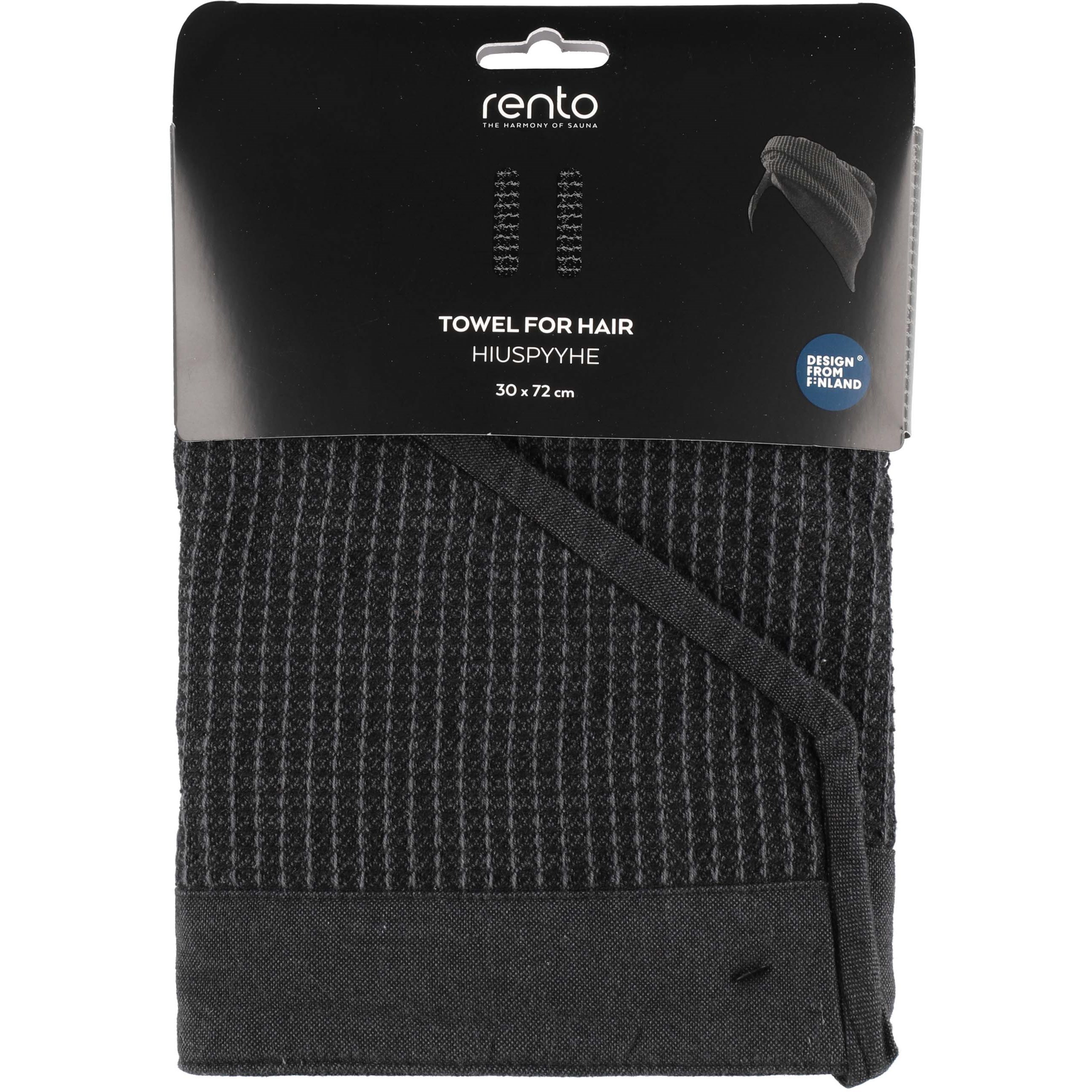 Rento Kenno Hair towel 30x72 cm Black/Grey (obrázok 3)