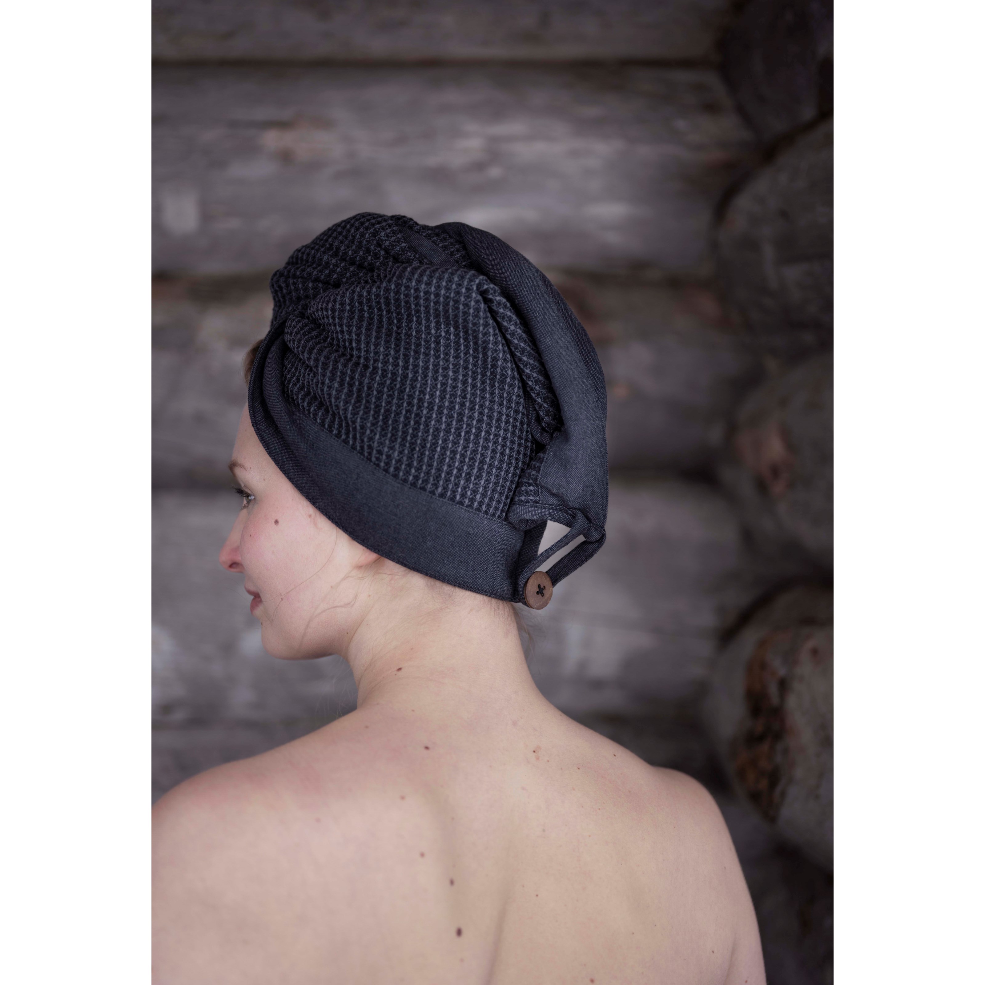 Rento Kenno Hair towel 30x72 cm Black/Grey (obrázok 4)
