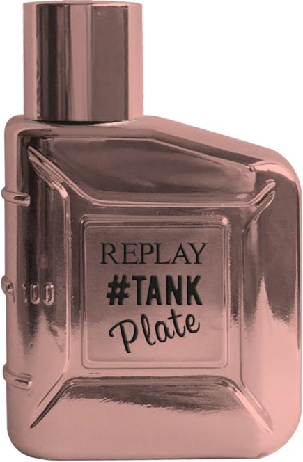 Ett glänsande, rosa makeup-produk i kallad Replay #Tank Plate med silverlock.