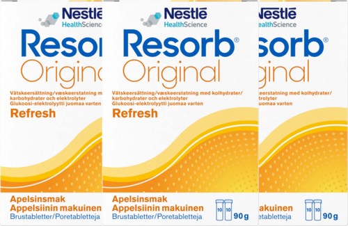 Resorb Vätskeersättning med Apelsinsmak 90g x3