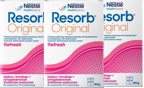 Resorb Vätskeersättning med Hallonsmak 90g x3