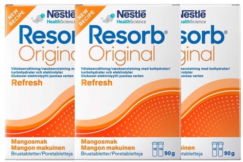 Resorb Vätskeersättning Sötad med Steviolglykosider med Mangosmak 90g x3