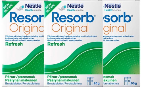 Resorb Vätskeersättning Sötad med Steviolglykosider med Päronsmak 90g x3