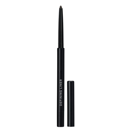 A black eyeliner pen with a cap, labeled 'Defining Liner,' designed for makeup application.