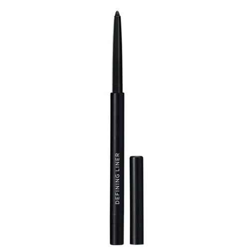 En svart eyeliner-penna med locket av, märkt 'Defining Liner', står vertikalt.